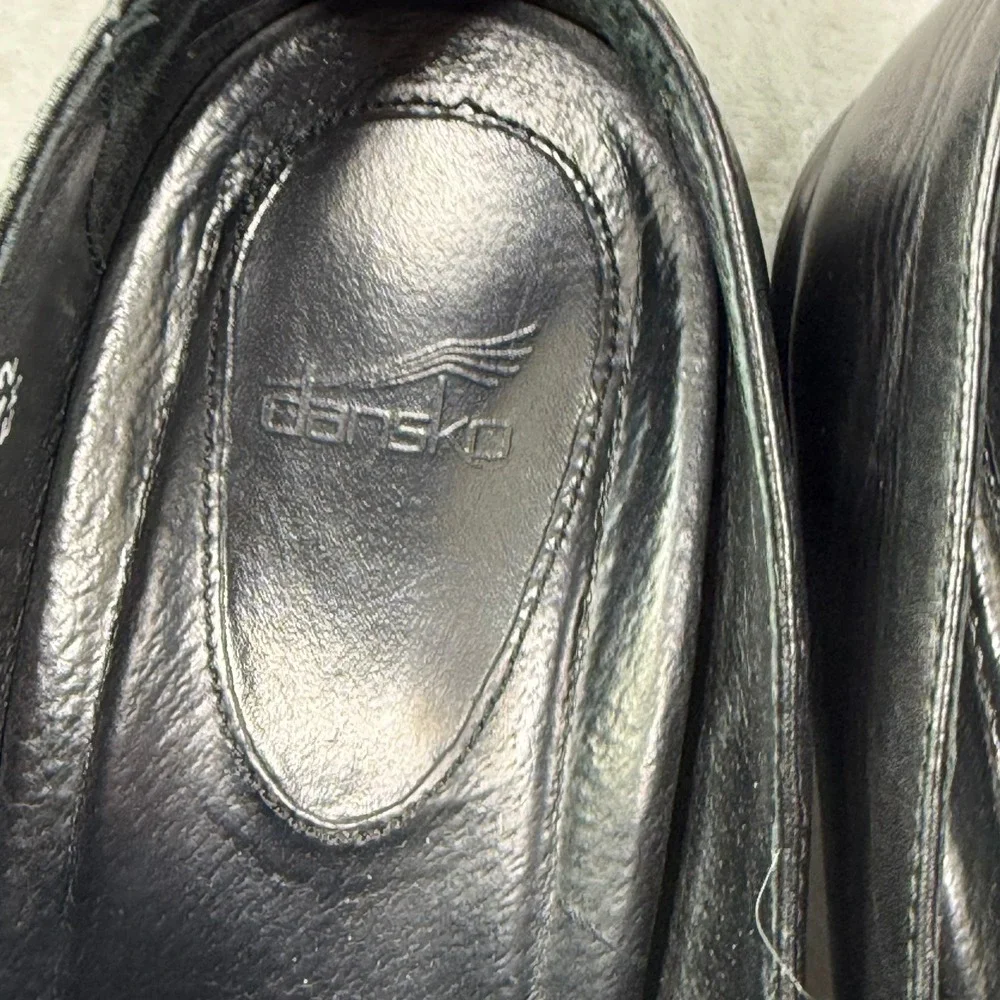 Dansko‎ Black Leather Wedge Loafers Slip On Shoes Made in Portugal Size 42